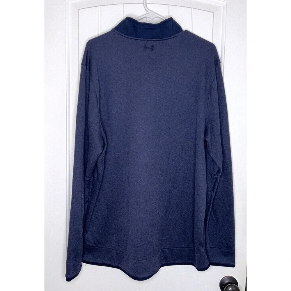 UNDER ARMOUR GOLF Blue Storm Sweater Fleece 1/4 Snap Mock Neck Top Sz XXL